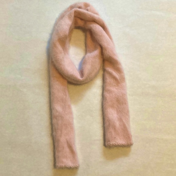 cashmere and Angora pink scarf with pearl lining - Picture 2 of 2